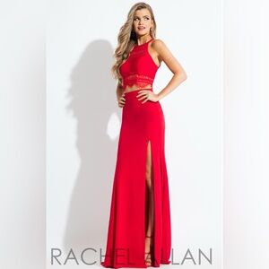 058 Rachel Allan Striking Red Maxi Dress